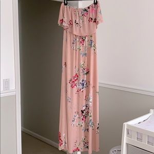 Light pink maternity maxi dress